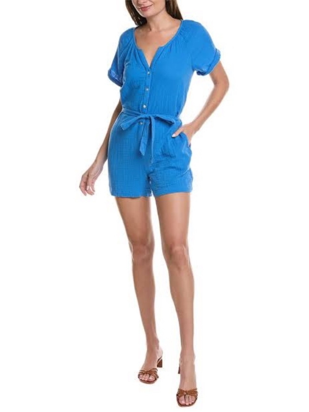 🆕 TOMMY BAHAMA Coral Isle Short-Sleeve Romper in Palace Blue Size medium